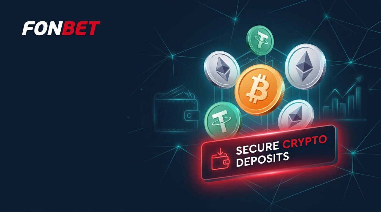 Пополнение счёта криптовалютой Bitcoin Ethereum USDT в приложении Фонбет